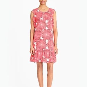 J. CREW Flutter Sleeve Starburst Coral Dress Small NWT